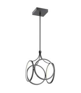 Kichler LED-Pendelleuchte Eisen, mattiertes Acryl, Aluminium Mattschwarz