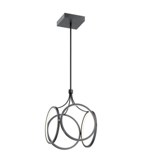 Kichler LED-Pendelleuchte Eisen, mattiertes Acryl, Aluminium Mattschwarz