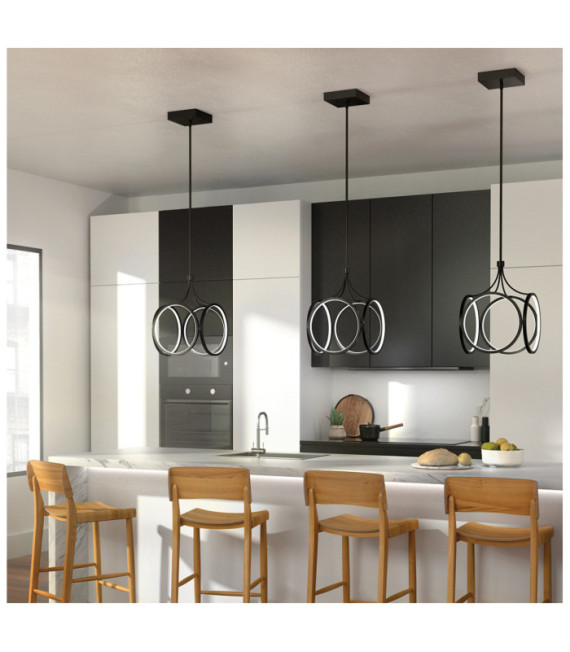 Kichler LED pendant light Iron, frosted acrylic, aluminum Matte black