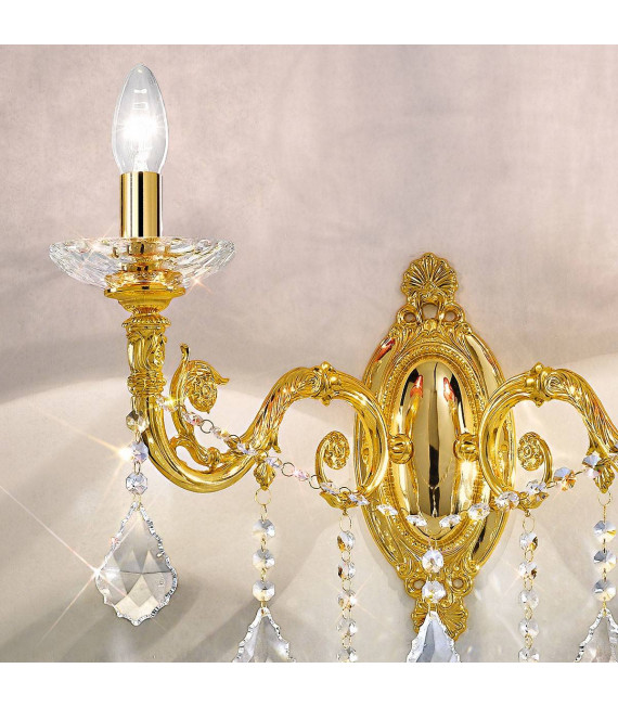 Applique classica CONTARINI CRYSTAL 24 carati oro 2 lampadine