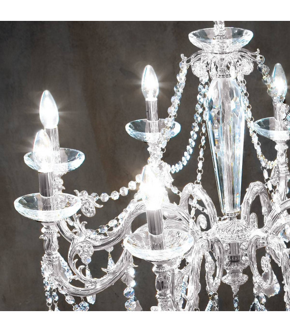 Araña de luces clásica CONTARINI CRYSTAL cromo 8 bombillas