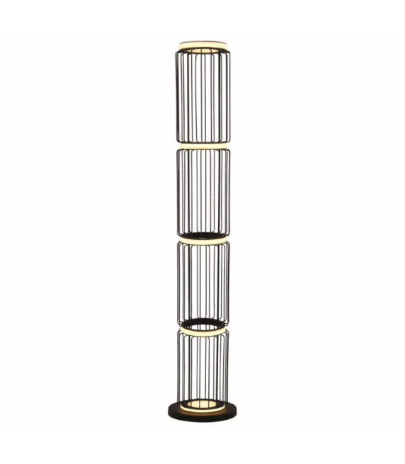 Lampada da terra Circolo LED Alluminio, Acciaio dolce, Silicone nero