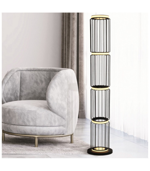 Circolo LED-Stehleuchte Aluminium, Flussstahl, schwarzes Silikon