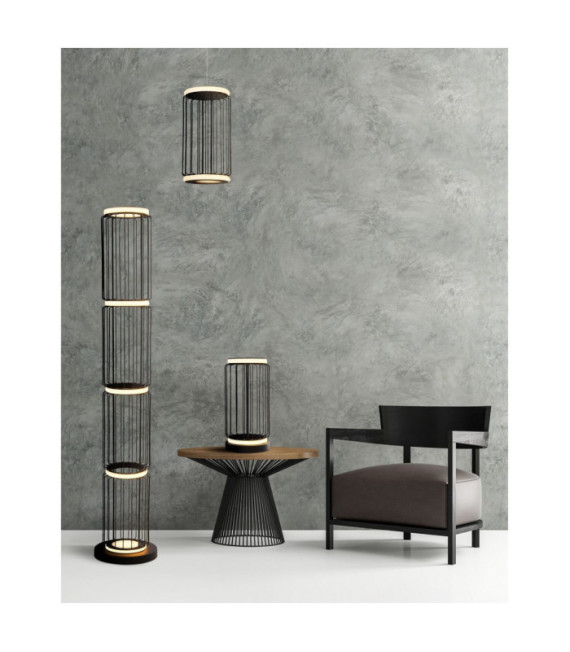 Lámpara de pie LED Circolo Aluminio, Acero dulce, Silicona negra