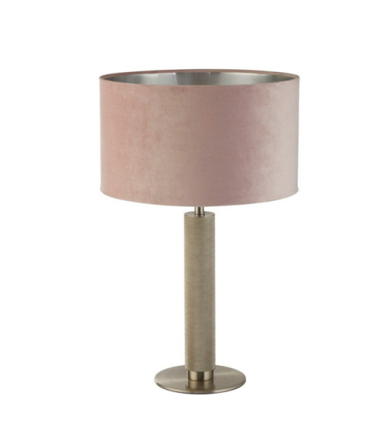 Lámpara de mesa London acero dulce, tela plateada satinada