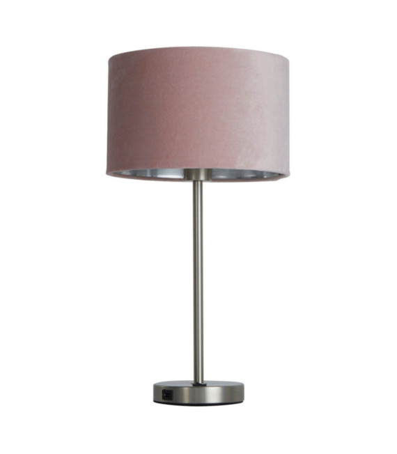 Lámpara de mesa Finn Acero dulce, tela níquel satinado