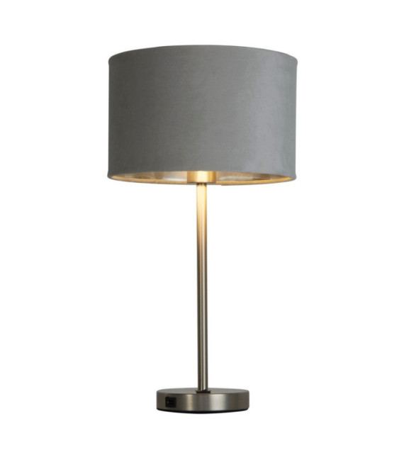 Finn Tischlampe Weichstahl, Stoff aus satiniertem Nickel