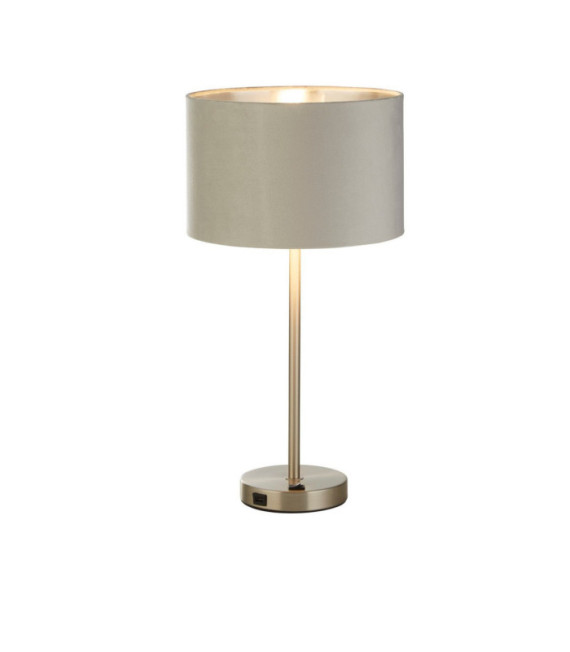 Lampada da tavolo Finn Acciaio dolce, tessuto nichel satinato