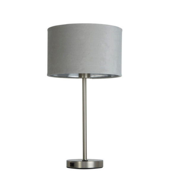 Finn Tischlampe Weichstahl, Stoff aus satiniertem Nickel