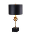 Camilia Table Lamp Resin, Parchment, Black Steel, Antique Gold