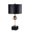 Camilia Table Lamp Resin, Parchment, Black Steel, Antique Gold