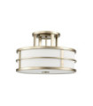 Plafonnier Fusion Verre Opale,Acier Laiton naturel peint