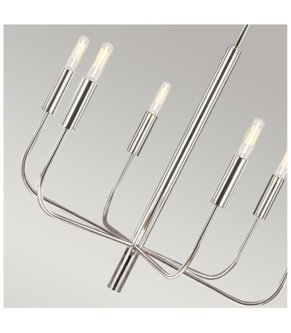 Brianna pendant light Steel lampshade, Polished nickel linen