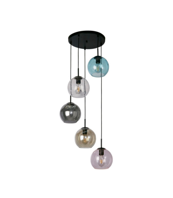 Mardi Pendelleuchte Weichstahl, schwarzes Glas