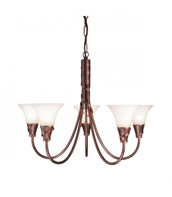 Lampada a sospensione Emily, rame e vetro, 3 lampadine
