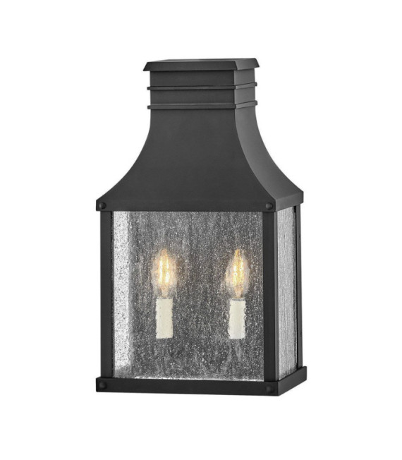 Lampada da parete per esterni Beacon Vetro seminato trasparente, alluminio Museum Nero
