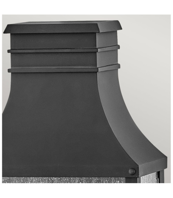 Außenwandleuchte Beacon Transparentes Saatglas, Museumsaluminium Schwarz