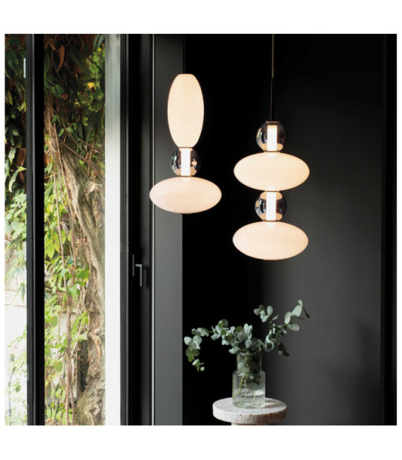 Pendant Light Glass, Black Metal