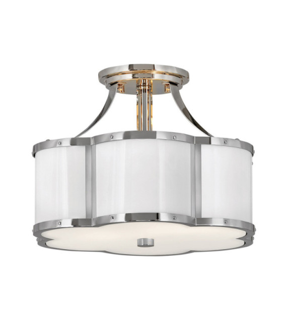 Hinkley ceiling light Etched opal glass, steel Polished nickel with polished white