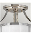 Plafonnier Hinkley Verre opale gravé,acier Nickel poli avec blanc poli