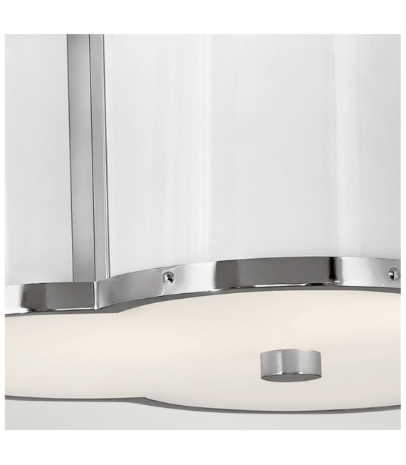 Plafonnier Hinkley Verre opale gravé,acier Nickel poli avec blanc poli