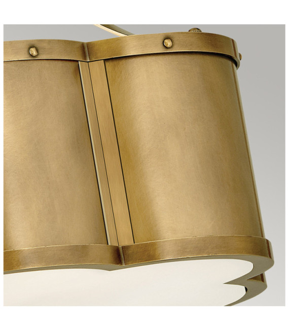 Hinkley Ceiling Light Engraved Opal Glass, Steel Brass Heritage