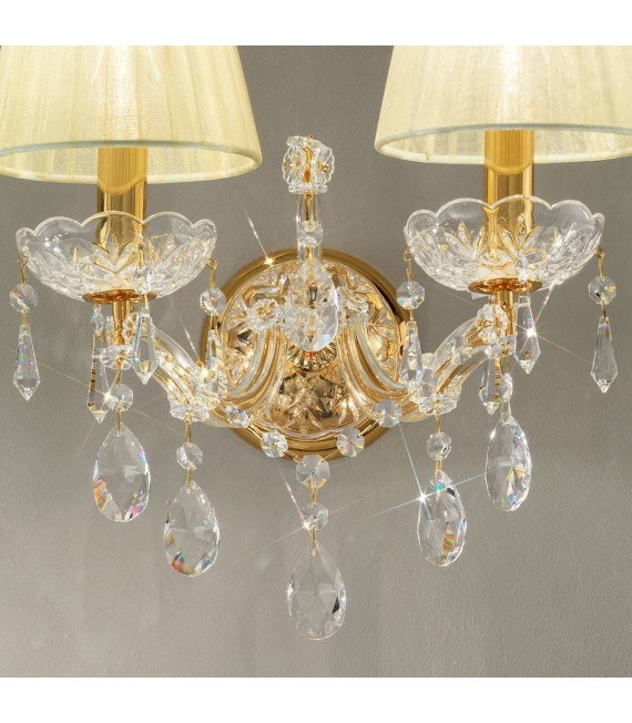 Applique murale classique SCHÖNBRUNN Or 24 Carats 2 ampoules