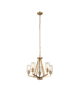 Suspension Kichler Acier,verre grainé transparent Laiton naturel