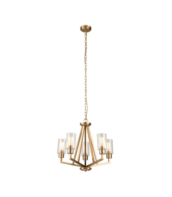 Suspension Kichler Acier,verre grainé transparent Laiton naturel