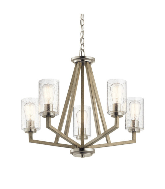 Kichler pendant light Steel, transparent grained glass Aged antique gray