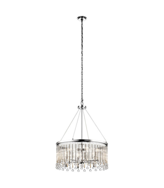 Kichler Crystal Pendant Light, Polished Chrome Steel