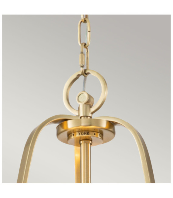 Quoizel pendant light Glass, Steel, Cream lampshade Brushed brass