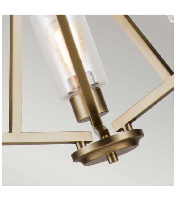 Suspension Kichler Acier,verre grainé transparent Laiton naturel