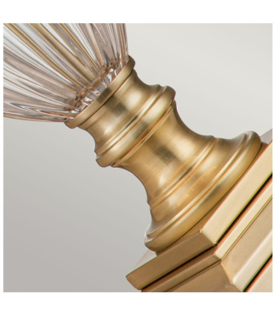 Quoizel Tischlampe Glas, Stahl, Leinen gebürstetes Messing