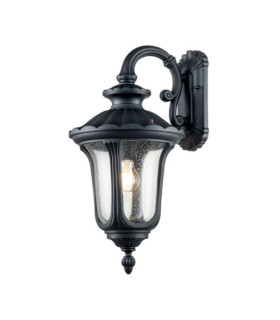 Chicago exterior wall light Aluminum, transparent grained glass Textured black