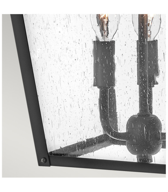 Applique murale extérieur Hinkley Aluminium,laiton,verre grainé transparent Noir