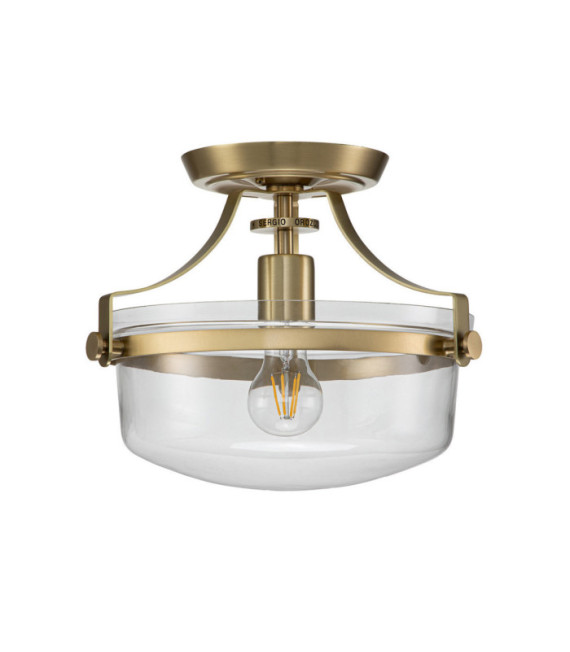 Plafonnier Quoizel Verre transparent,acier Laiton brossé