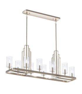 Suspension Kichler Acier,verre cannelé transparent Nickel poli