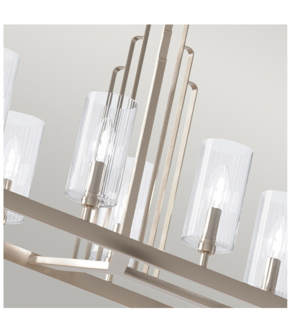 Suspension Kichler Acier,verre cannelé transparent Nickel poli