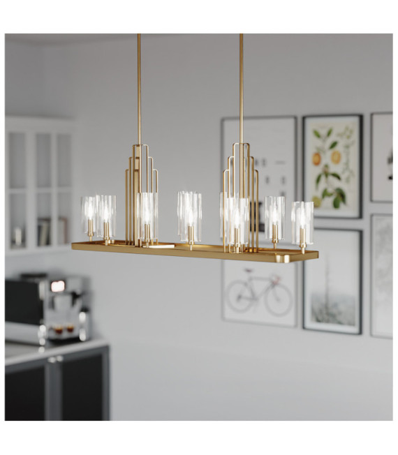 Kichler pendant light Steel, transparent fluted glass Brushed natural brass