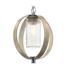 Lampada a sospensione per esterni Kichler Alluminio, vetro granulato trasparente Grigio antico invecchiato