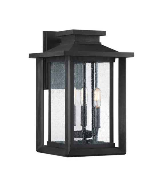 Lampada da parete per esterni Quoizel Vetro seme trasparente, materiale composito resistente agli agenti atmosferici, Terra nera