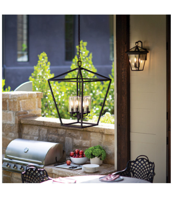 Hinkley exterior wall light Transparent glass, aluminum Museum Black