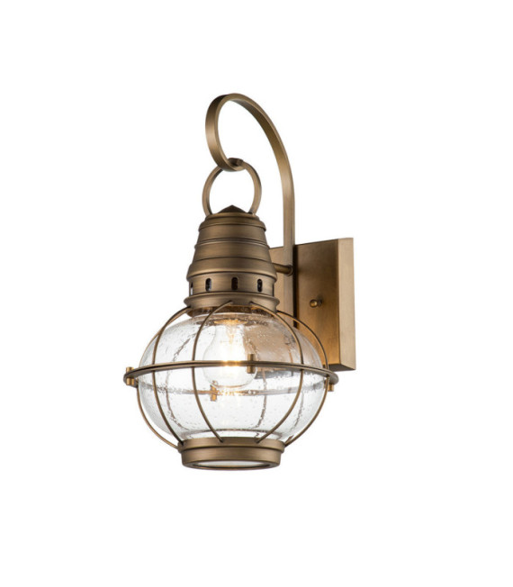 Lampada da parete per esterni Kichler Alluminio, vetro granulato trasparente Ottone naturale