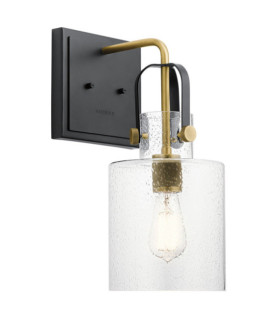 Kichler wall light Steel, transparent grained glass Natural brass