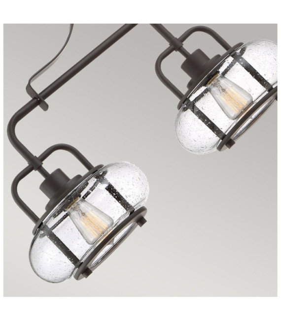 Suspension Quoizel Verre,Acier Bronze Ancien