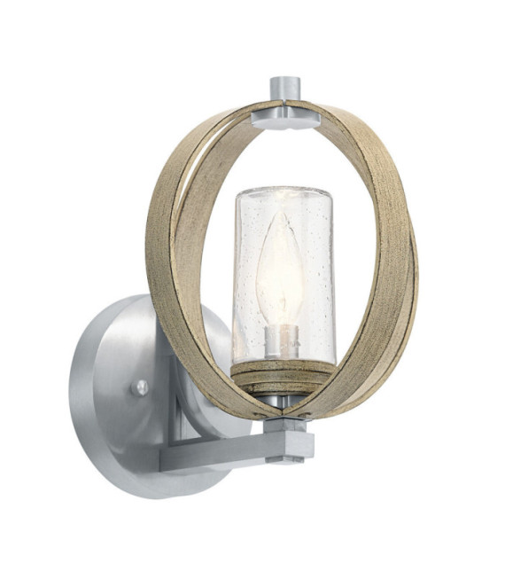 Lampada da parete per esterni Kichler Alluminio, vetro granulato trasparente Grigio antico invecchiato
