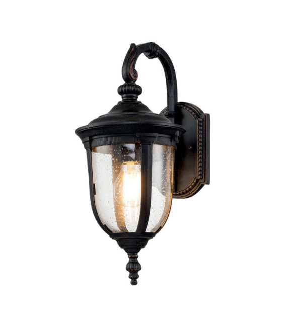 Cleveland exterior wall light Aluminum, transparent grained glass Patinated bronze