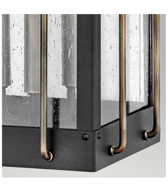 Applique murale extérieur Hinkley Aluminium,laiton,verre grainé transparent Noir texturé avec bronze bruni
