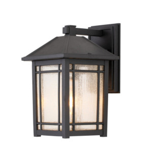 Lampada da parete per esterni Quoizel Alluminio, vetro granulato trasparente Nero